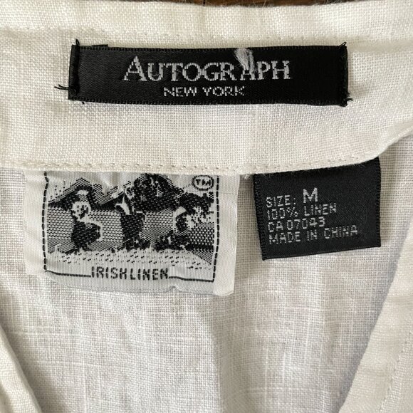 Autograph White 100% Irish Linen Tunic Blouse top withGold/Silver-MED - Picture 3 of 9